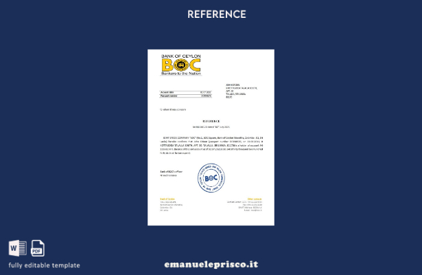 modello di riferimento BOC dello Sri Lanka in stile verificato